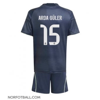 Billige Fotballdrakt Real Madrid Arda Guler #15 Replika Bortedraktsett Barn 2025-26 Kortermet (med bukser)